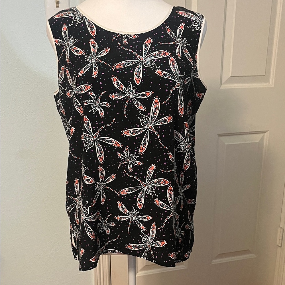 Bob Mackie Wearable Art
Women's 100% Silk Sleeveless Round Neck Dragonfly Tank M